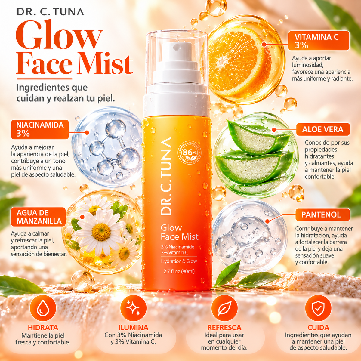Dr. C. Tuna Glow Face Mist – Hidratación, Frescura y Luminosidad al Instante