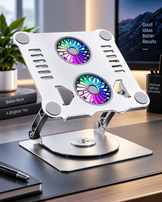 Soporte Ergonómico para Laptop V4.1 con Doble Ventilador – Aluminio, Refrigeración y Altura Ajustable