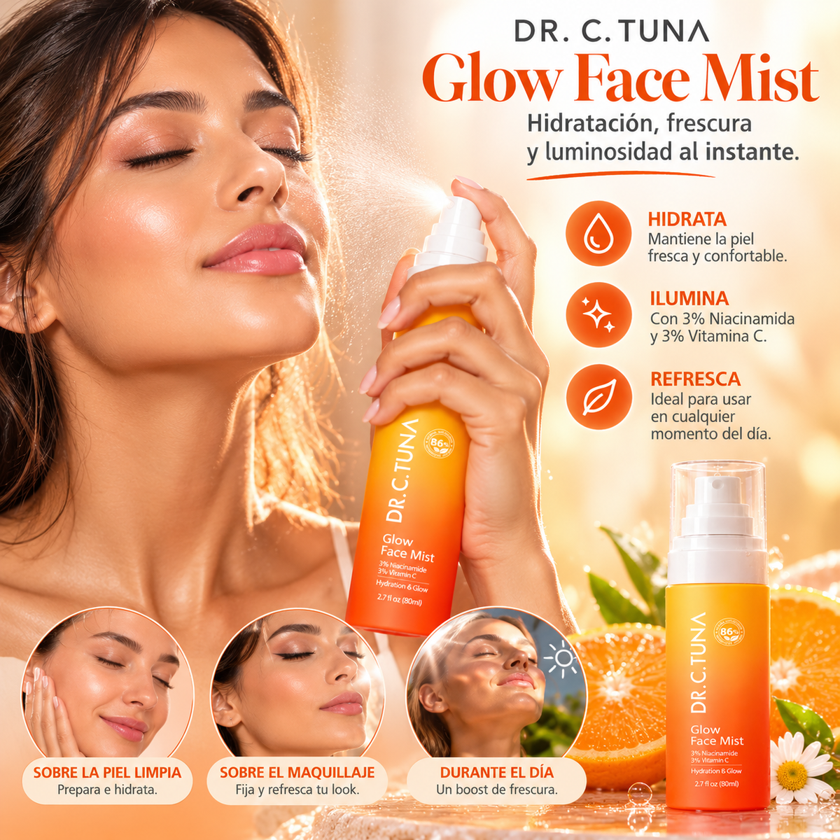 Dr. C. Tuna Glow Face Mist – Hidratación, Frescura y Luminosidad al Instante